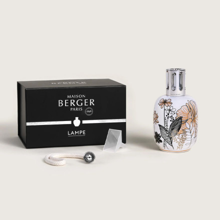 LAMPE PORCELAINE BLANCHE VEGETALE